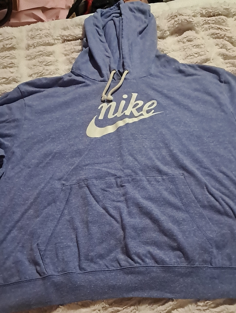 Nike Heather Periwinkle Hoodie with White Swoosh